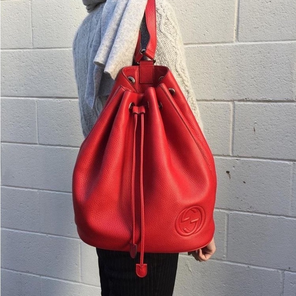 Gucci Leather Drawstring Bag